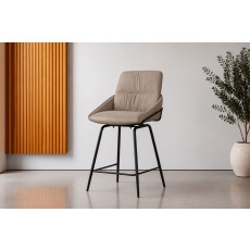 Jackson PU Leather Bar Stool in Taupe (Pair)