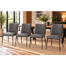 Rebecca Textured PU Leather Grey Dining Chairs (Set of 4)