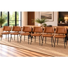 Jack Cognac PU Leather Dining Chairs (Set of 6)