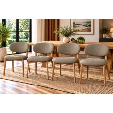 Leo Curved Back Grey Fabric Dining Chairs (Set of 4)