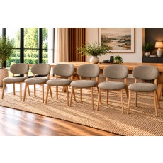 Leo Curved Back Grey Fabric Dining Chairs (Set of 6)