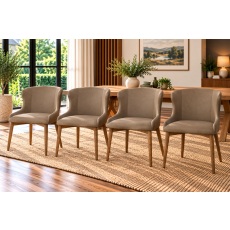 Logan Taupe PU Leather Curved Dining Chairs (Set of 4)