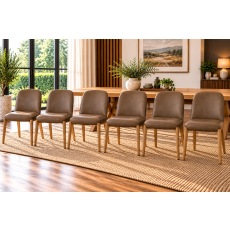 Margot Brown PU Leather Dining Chairs (Set of 6)
