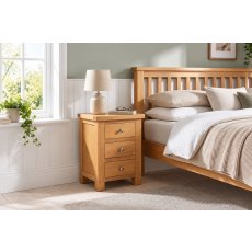 Dorset Oak 3 Drawer Bedside Table