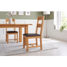 Dorset Oak Ladder Back Dining Chair with PU Leather Seat Dorset Oak Ladder Back Dining Chair with PU Leather Seat