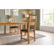 Dorset Oak Ladder Back Dining Chair with PU Leather Seat Dorset Oak Ladder Back Dining Chair with PU Leather Seat