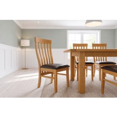 Dorset Oak Slatted Back Dining Chair with PU Leather Seat Dorset Oak Slatted Back Dining Chair with PU Leather Seat