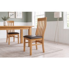 Dorset Oak Slatted Back Dining Chair with PU Leather Seat Dorset Oak Slatted Back Dining Chair with PU Leather Seat