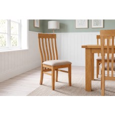 Dorset Oak Slatted Back Dining Chair with Fabric Seat Dorset Oak Slatted Back Dining Chair with Fabric Seat