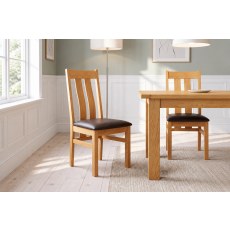 Dorset Oak Twin Slat Dining Chair with PU Leather Seat Dorset Oak Twin Slat Dining Chair with PU Leather Seat