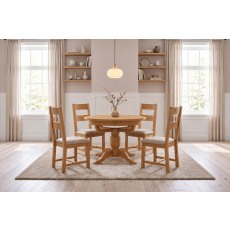 Dorset Oak Round Extending Pedestal Dining Table 100-135cm Dorset Oak Round Extending Pedestal Dining Table 100-135cm