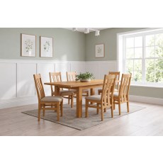 Dorset Oak Medium Extending Dining Table Set 132-198cm + 6 Twin Slat Fabric Seat Chairs Dorset Oak Medium Extending Dining Table Set 132-198cm + 6 Twin Slat Fabric Seat Chairs