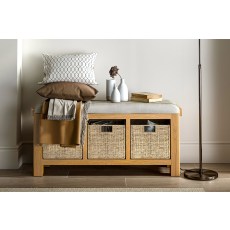 Normandy Chunky Country Oak Storage Bench with Cushion