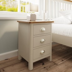 Oak City - Dorset Painted Truffle Grey 3 Drawer Bedside Table