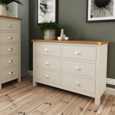 Oak City - Dorset Painted Truffle Grey 6 Drawer Chest of Drawers