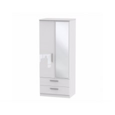 Belgravia High Gloss 2'6" 2 Drawer Mirror Wardrobe