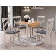 Alaska Painted Compact Round Drop Leaf Dining Table Set & 2 Chairs