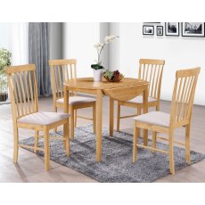 Alaska Oak Round Drop Leaf Dining Table Set & 4 Chairs