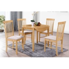Alaska Oak Round Drop Leaf Dining Table Set & 2 Chairs