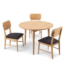 Henley Solid Oak Circular Dining Table Set & 3 Dining Chairs