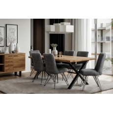 Forge Industrial 190 Dining Table Set & 6 Grey Dining Chairs