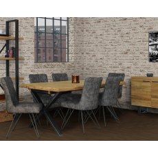 Forge Industrial 190 Dining Table Set & 6 Grey Dining Chairs