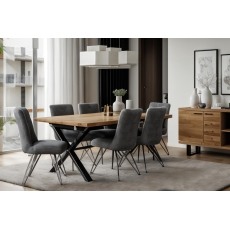 Forge Industrial 150 Dining Table Set & 4 Grey Dining Chairs
