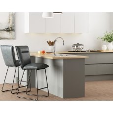 Loki Earth Industrial Bar Stool in Grey Suede