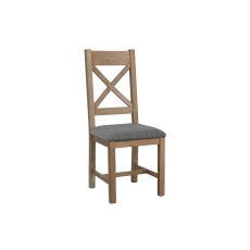 Smoked Oak Cross Back Dining Chair in Grey Check