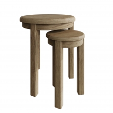 Smoked Oak Round Nest of Tables