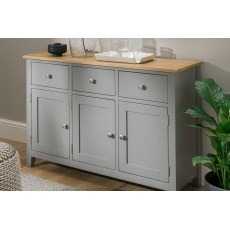 Chester Oak Painted Grey - Large 3 Door 3 Drawer Sideboard -130cm| Moles Breath Grey