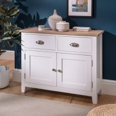 Chester Oak Painted White - Small 2 Door Sideboard 95cm Wide| F&B All White