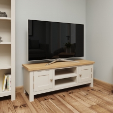 Oak City - Dorset Oak 120cm Large TV Unit For Screens Up To 55" | Truffle Grey