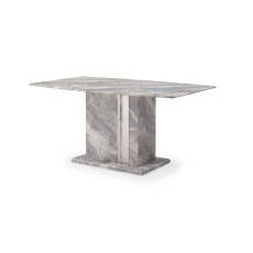 Amara Marble Dining Table Set & 4 Grey PU Dining Chairs