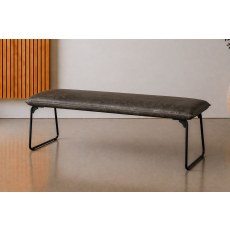 Cooper Leather Low Bench in Grey