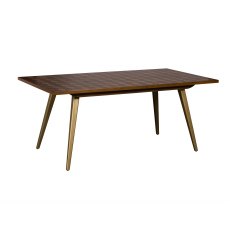Geometric Mango Wood 180cm Dining Table with Brass Gold Legs