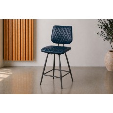 Dalton Quilted Dark Blue Bar Chair