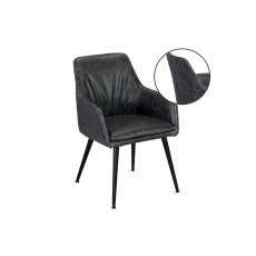 Oliver Grey Leather Dining Arm Chair