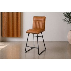 Cooper Tan Leather Bar Chair (Pair)