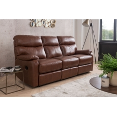 Monet 3 Seater Manual Recliner Sofa in Butterscotch Leather - STOCK