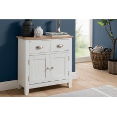 Chester Oak Painted White - Mini 2 Door Sideboard 75cm Wide| F&B All White