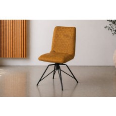 Lola Swivel Velvet Gold Yellow Dining Chair (Pair)