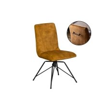 Lola Swivel Velvet Gold Yellow Dining Chair (Pair)