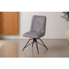 Lola Swivel Velvet Grey Dining Chair (Pair)
