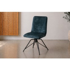 Lola Swivel Velvet Teal Blue Dining Chair (Pair)