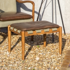 Salisbury Vintage Antique Stool with Leather Top