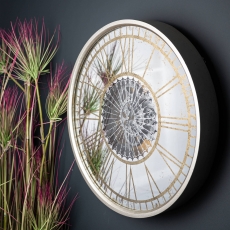 Mirrored Round Clock with Moving Mechanism