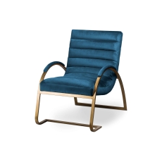 Navy And Brass Ribbed Ark Chair