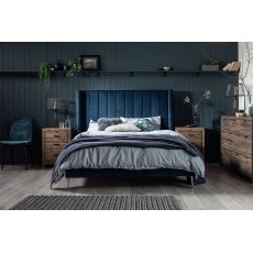 Boxer Velvet 6ft Bed Frame in Teal Blue and Black Legs