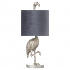 Florence The Flamingo Silver Table Lamp With Grey Shade